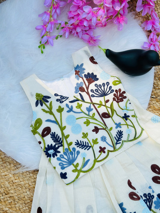 Blossom Pure Cotton Fabric Embroidery work Embroidery Lahenga Choli