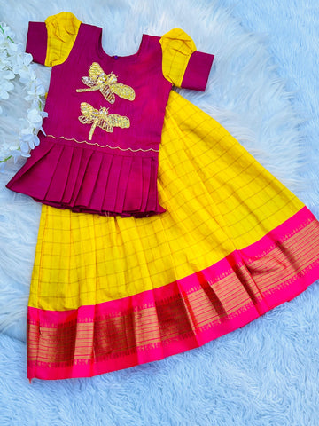 Pongal Special Handwork Silk Fabric Lahenga With Top