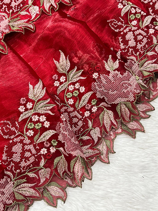Innovative Jimmy-chu Beautiful Embroidery work Fabric Lahenga Choli